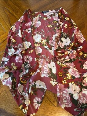 Miss Chievous Rose Floral Open Front Kimono M